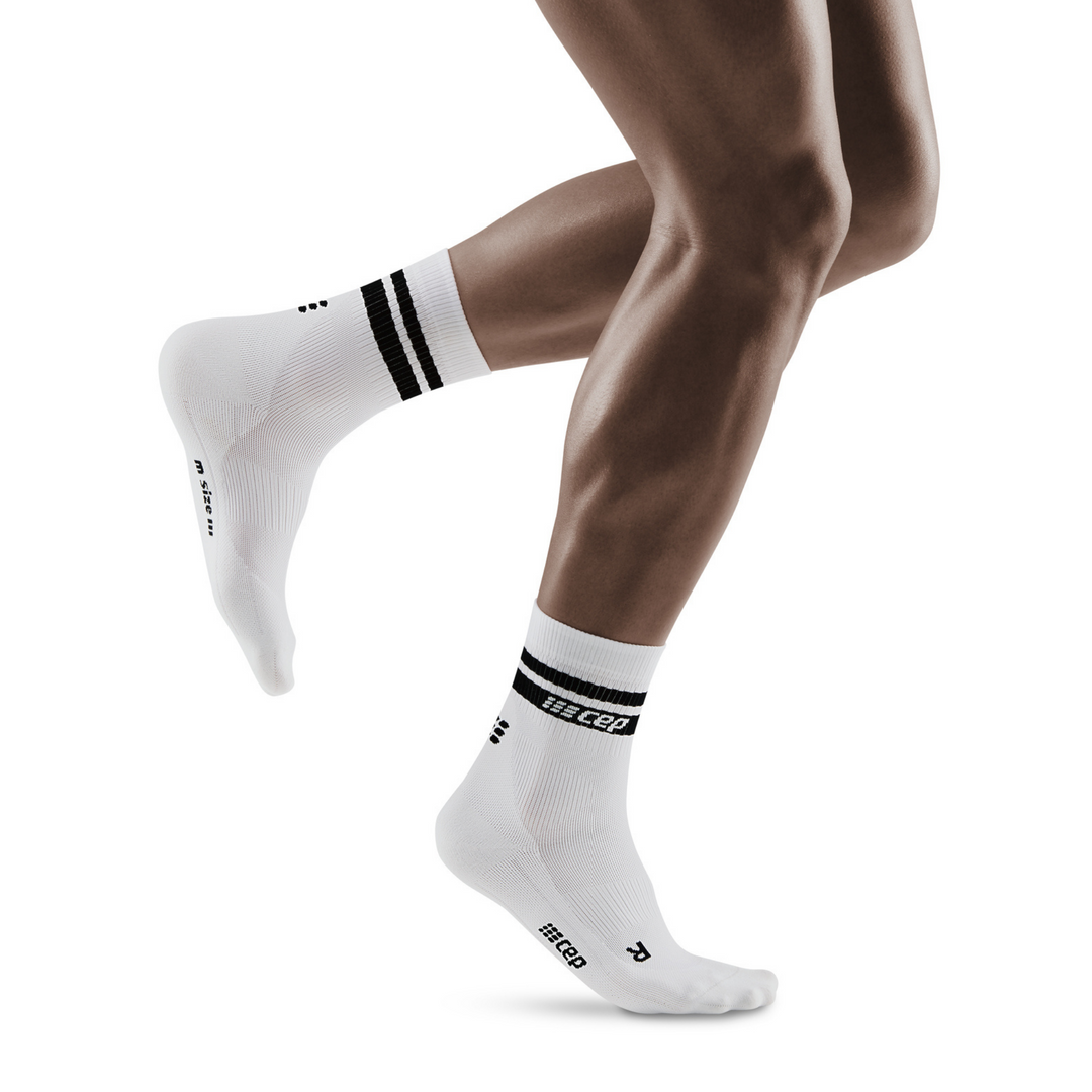 80's Mid Cut Συμπιεστικές Κάλτσες, Ανδρικές, Λευκή/Μαύρη ρίγα