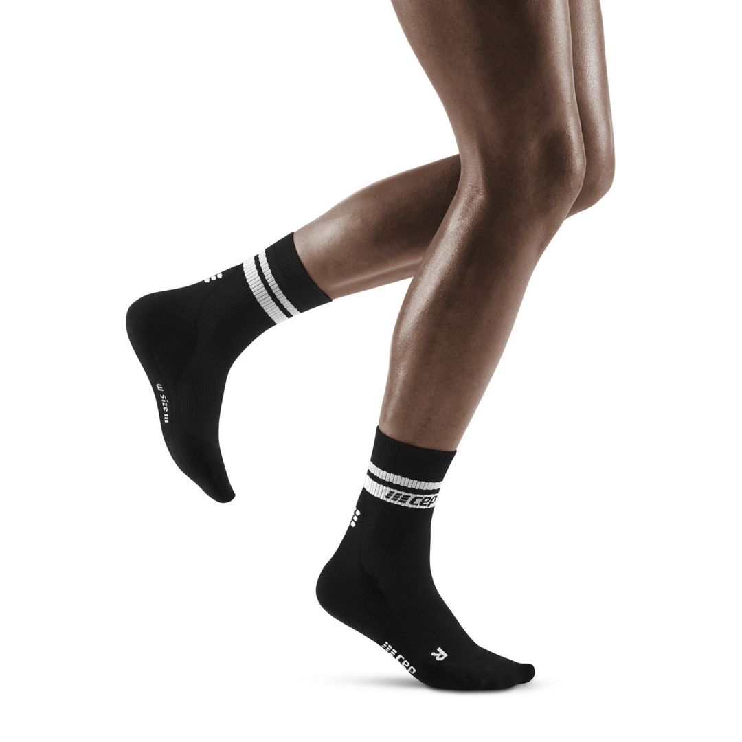 calcetines de compresión de corte medio de los años 80, mujer, rayas negras/blancas