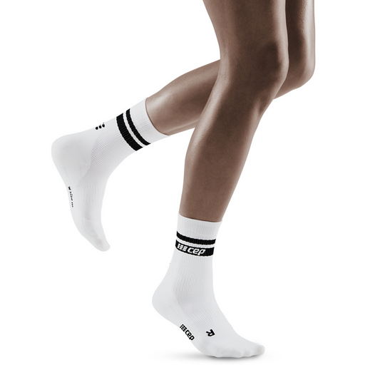 80's Mid Cut Συμπιεστικές Κάλτσες, Γυναικείες, Λευκή/Μαύρη ρίγα