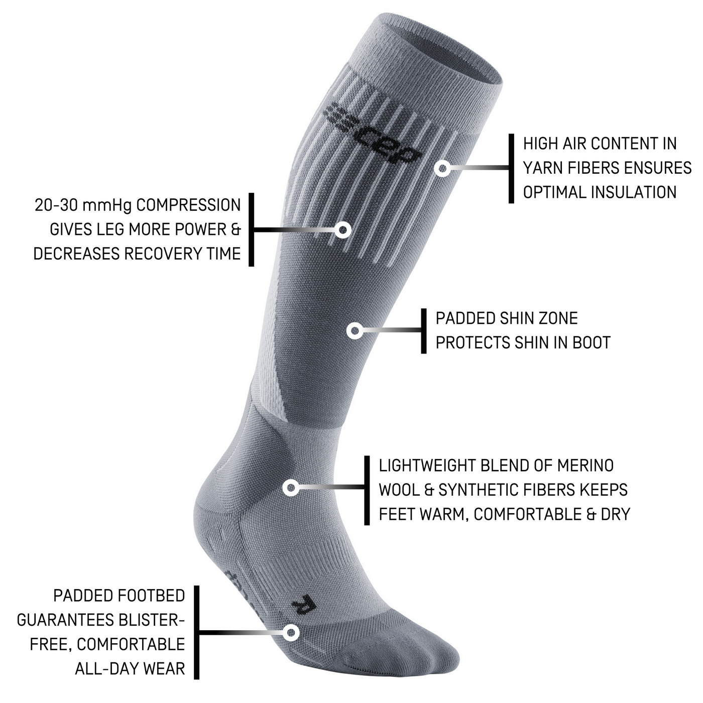 Ski Touring Socks, Men, Grey, Detail