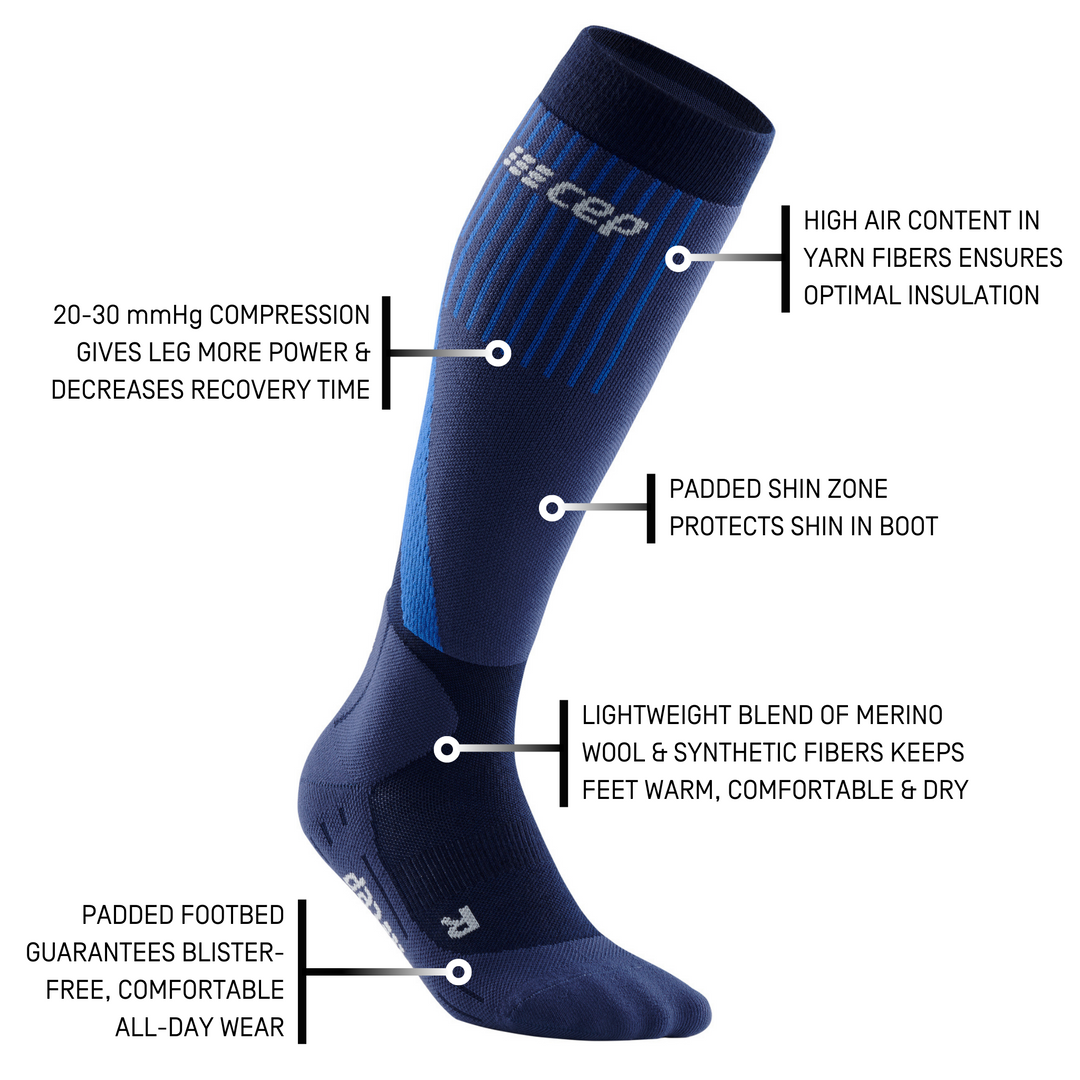 Κάλτσες Τουρισμού Σκι, Γυναικείες, Μπλε, Λεπτομέρεια