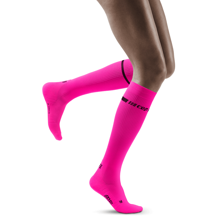 Νέον ψηλές κάλτσες συμπίεσης, γυναικείες, νέον ροζ