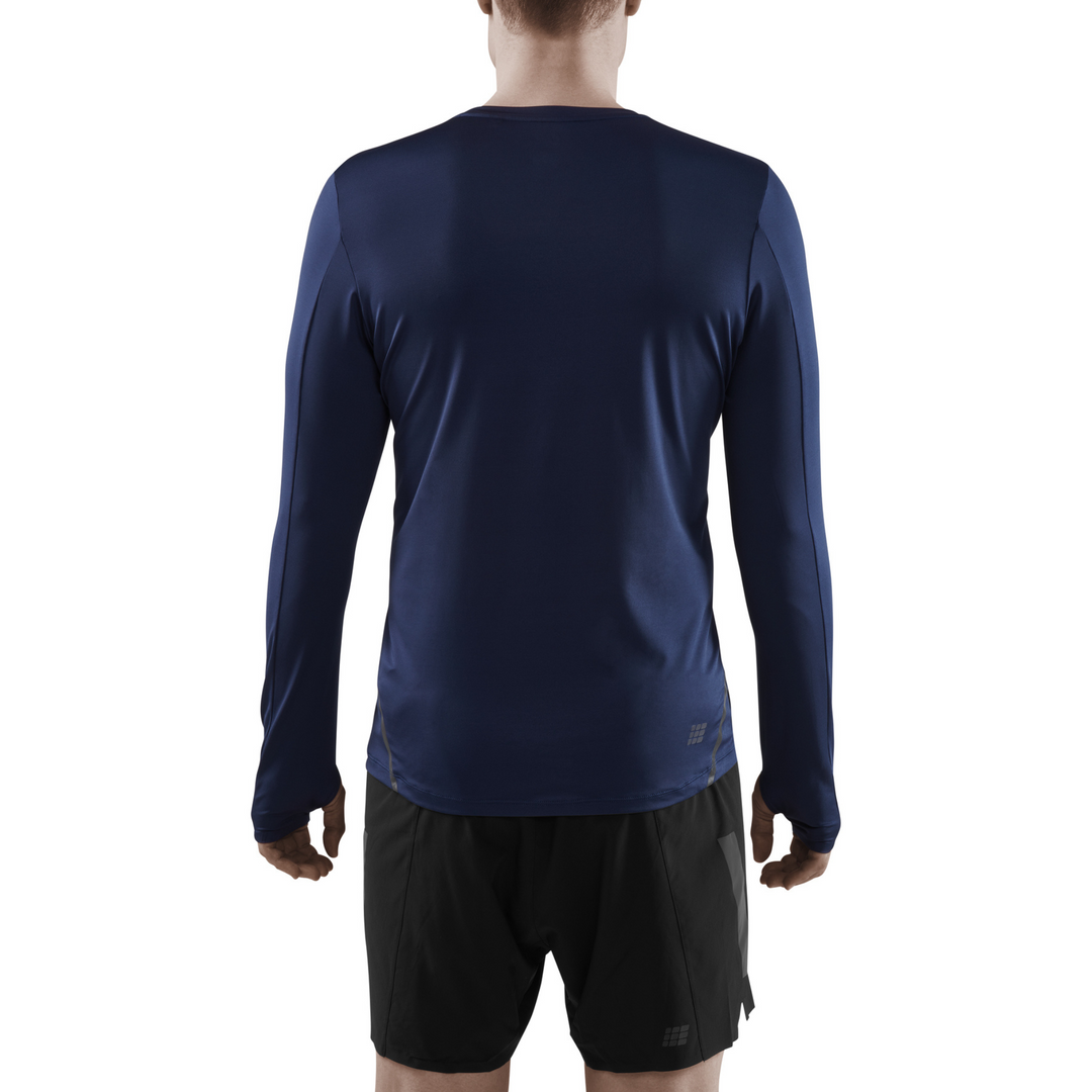 Chevron Long Sleeve Shirt, Men, Peacoat/Blue, Back View Model