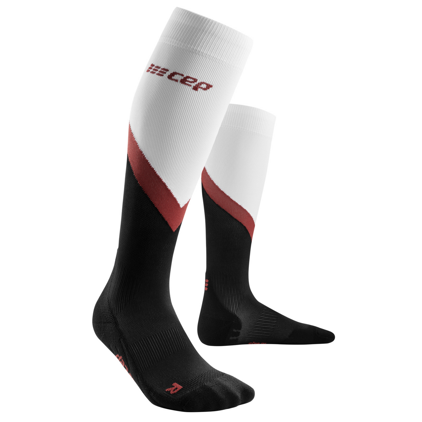 Chevron Tall Compression Socks, Men, Black/Red, Front View