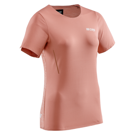 Camisa run manga curta, feminina, rosa, vista frontal