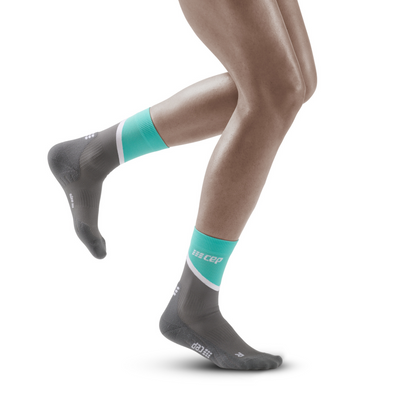 Chevron Mid Cut Compression Socks, Women, Ocean/Grey