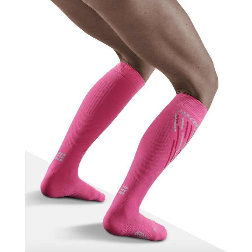 Calcetines Térmicos De Esquí, Mujer, Rosa/Flash Rosa - Modelo Vista Trasera