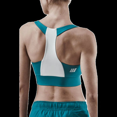 Sports Bra, Petrol, Back View Model