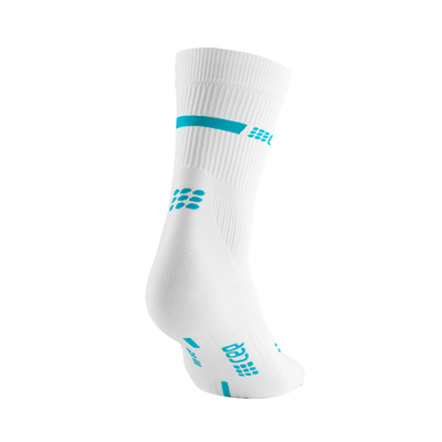 Neon Mid Cut Compression Socks, Women, White/Neon Blue, Back View