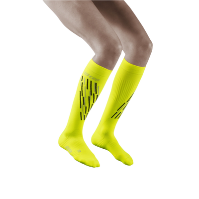 Ski Thermo Tall Compression Socks, Women, Flash Yellow - Front View Model