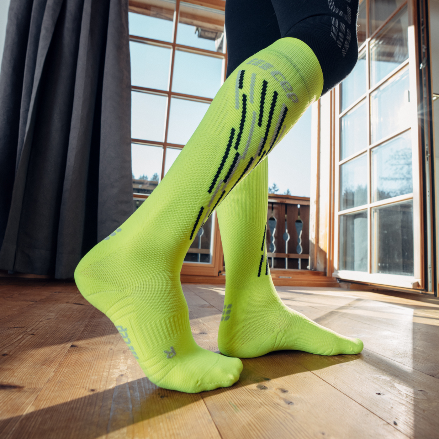 Ski Thermo Tall Compression Socks, Women, Flash Yellow - Lifestyle