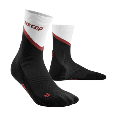 Chevron Mid Cut Compression Socks, Men, Black/Red, Front View