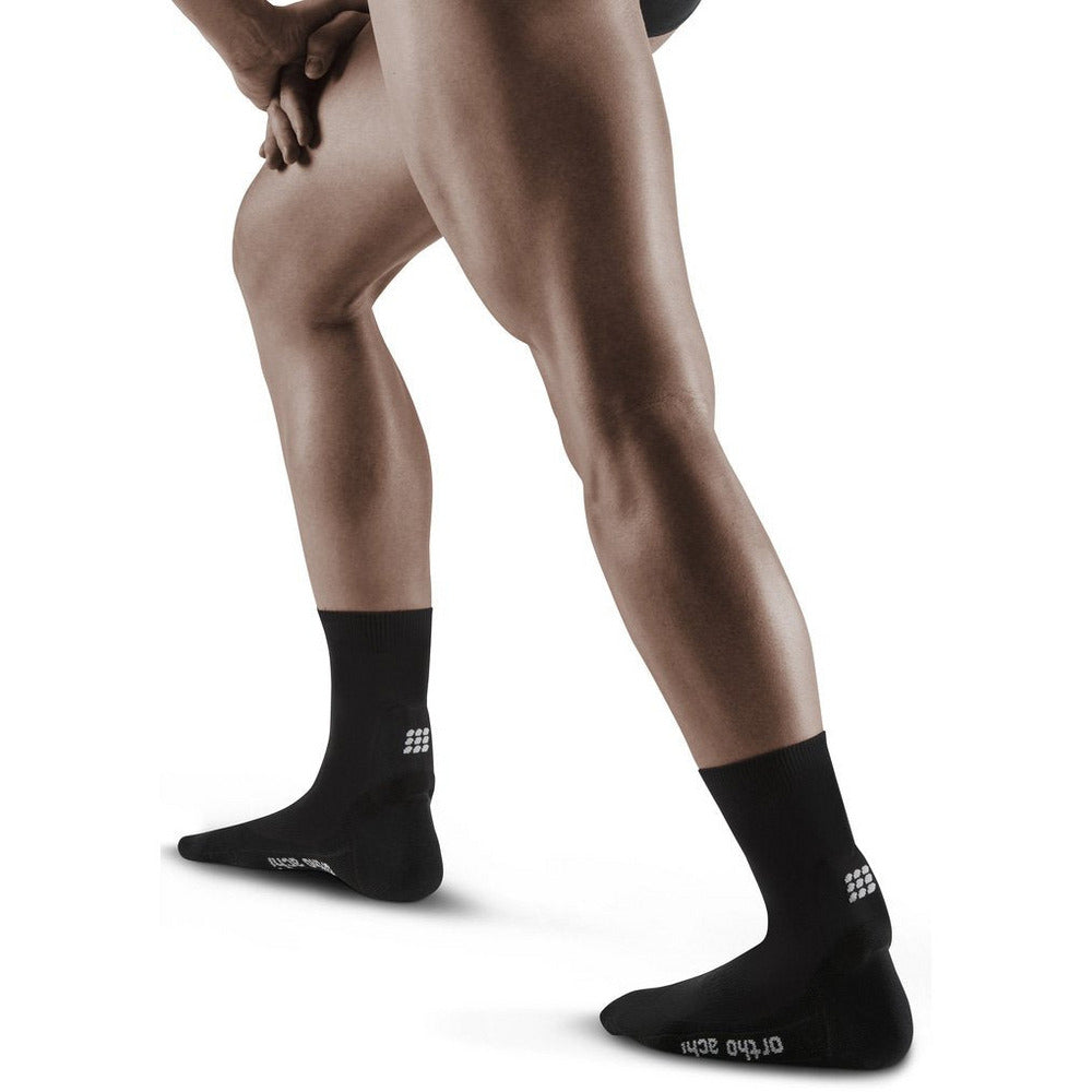 Achilles Support Short Socks, Men, Black, Back View Model