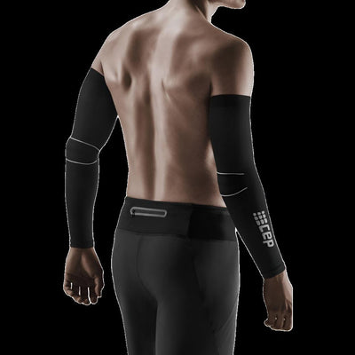 Compression Arm Sleeves, Black/Grey, Back View Model