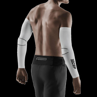 Compression Arm Sleeves, White/Black, Back View Model