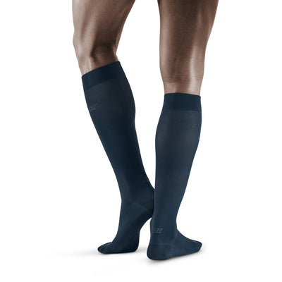 Commuter Tall Compression Socks, Men, Dark Blue, Back View Model