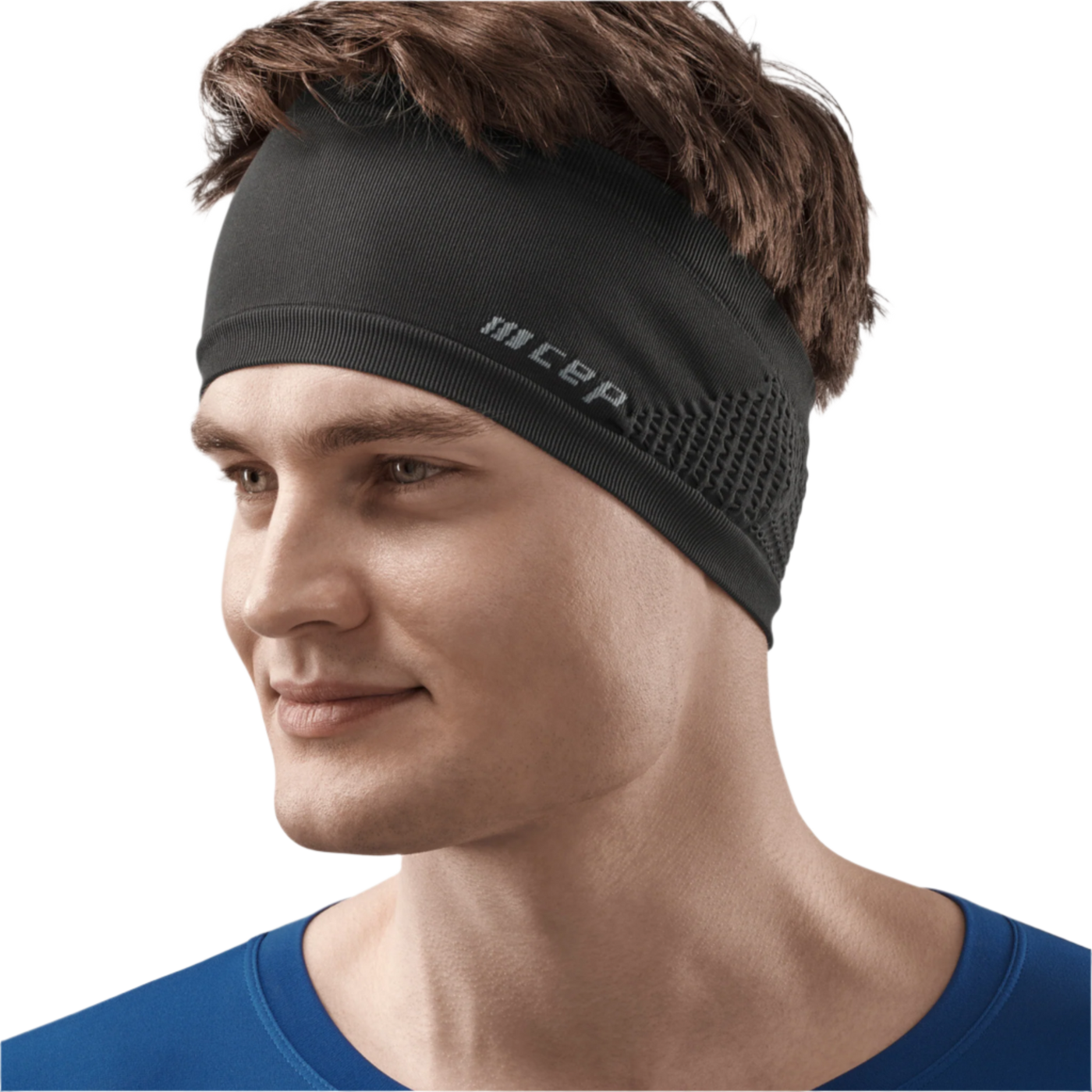 Cold Weather Headband, Black, Front View Male Model