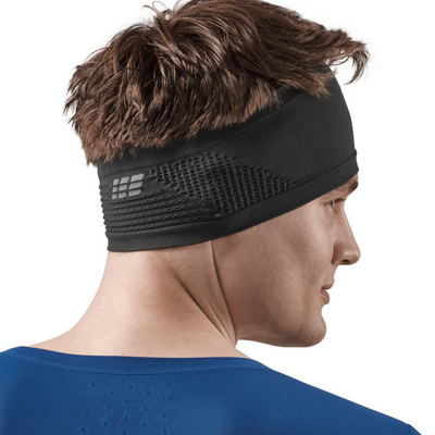 Cold Weather Headband, Black, Back View Male Model