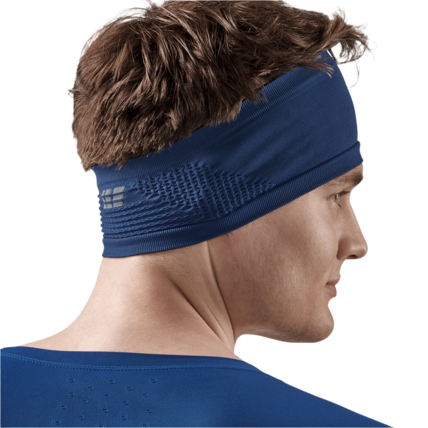 Cold Weather Headband, Blue, Back View Male Model