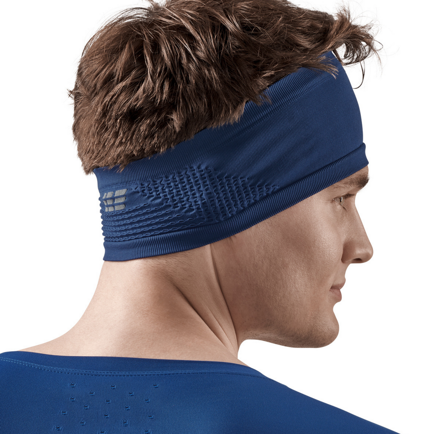 Cold Weather Headband, Blue, Back View Male Model