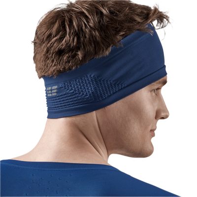 Cold Weather Headband, Blue, Back View Male Model