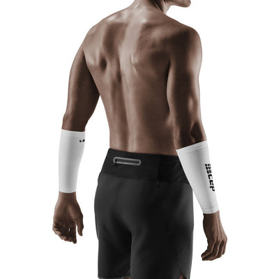 Compression Forearm Sleeves, White/Black, Back View Model