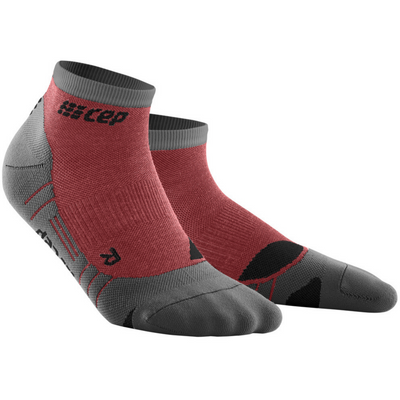 Hiking Light Merino Low Cut Compression Socks, Women, Berry/Grey, Front View