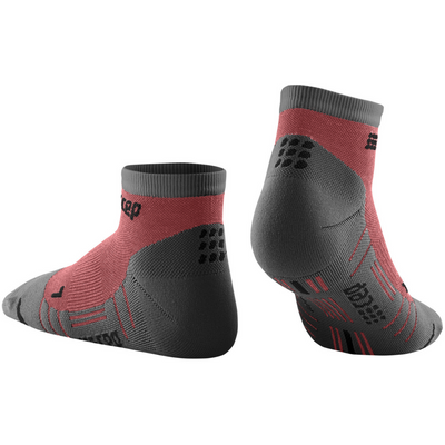 Hiking Light Merino Low Cut Compression Socks, Women, Berry/Grey, Back View