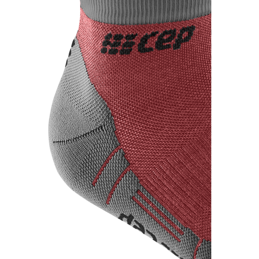 Hiking Light Merino Low Cut Compression Socks, Men, Berry/Grey, Logo Detail