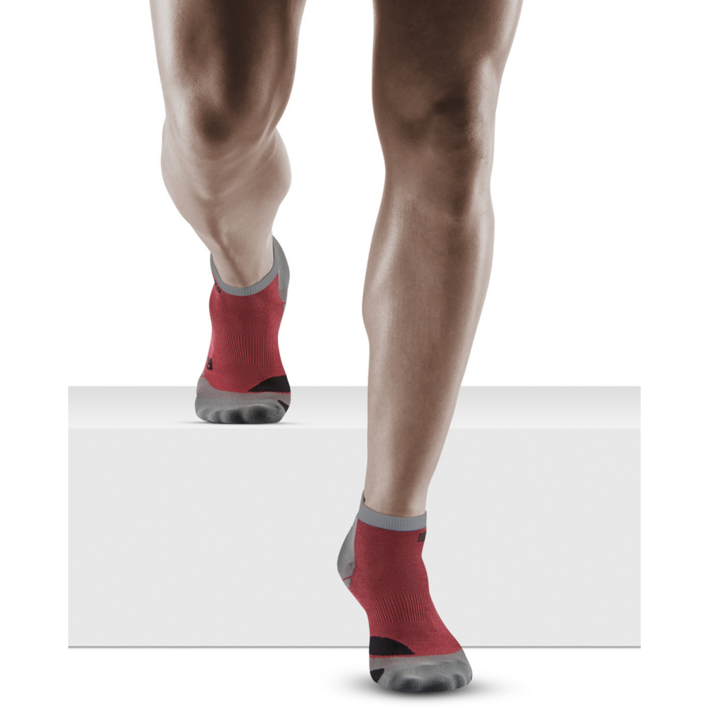 Πεζοπορία ελαφριές κάλτσες συμπίεσης χαμηλής κοπής μερίνο, ανδρικές, μούρο/γκρι