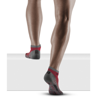 Hiking Light Merino Low Cut Compression Socks, Men, Berry/Grey, Back View Model