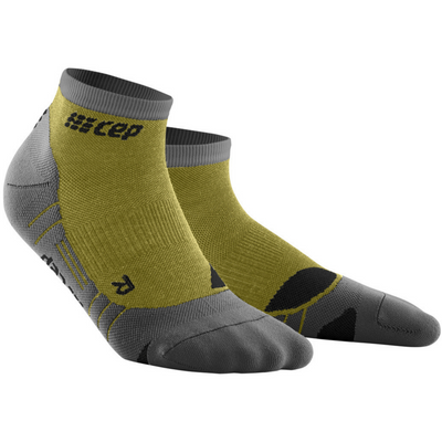 Hiking Light Merino Low Cut Compression Socks, Men, Olive/Grey, Front View