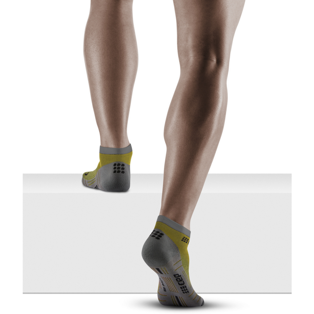 Hiking Light Merino Low Cut Compression Socks, Men, Olive/Grey, Back View Model