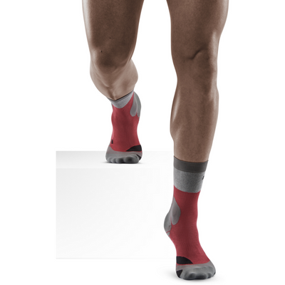 Hiking Light Merino Mid Cut Compression Socks, Men, Berry/Grey
