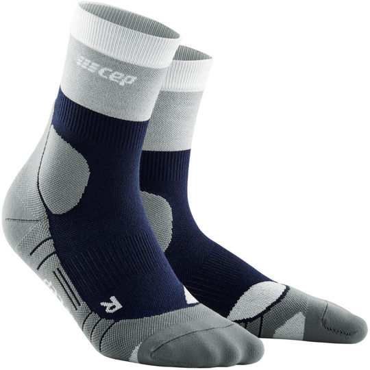 Hiking Light Merino Mid Cut Compression Socks, Men, Marineblue/Grey, Front View