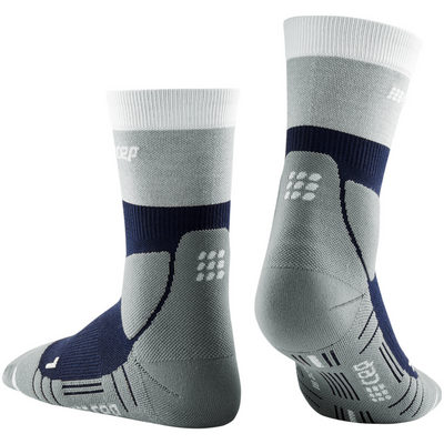 Hiking Light Merino Mid Cut Compression Socks, Men, Marineblue/Grey, Back View
