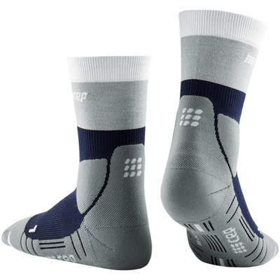 Hiking Light Merino Mid Cut Compression Socks, Women, Marineblue/Grey, Back View