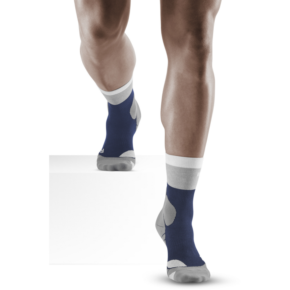 Hiking Light Merino Mid Cut Compression Socks, Men, Marineblue/Grey