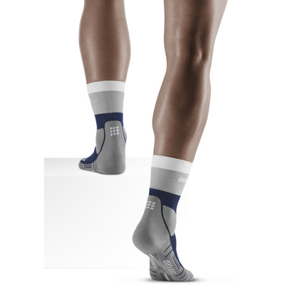 Hiking Light Merino Mid Cut Compression Socks, Men, Marineblue/Grey, Back View Model