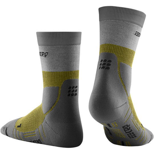 Hiking Light Merino Mid Cut Compression Socks, Men, Olive/Grey, Back View