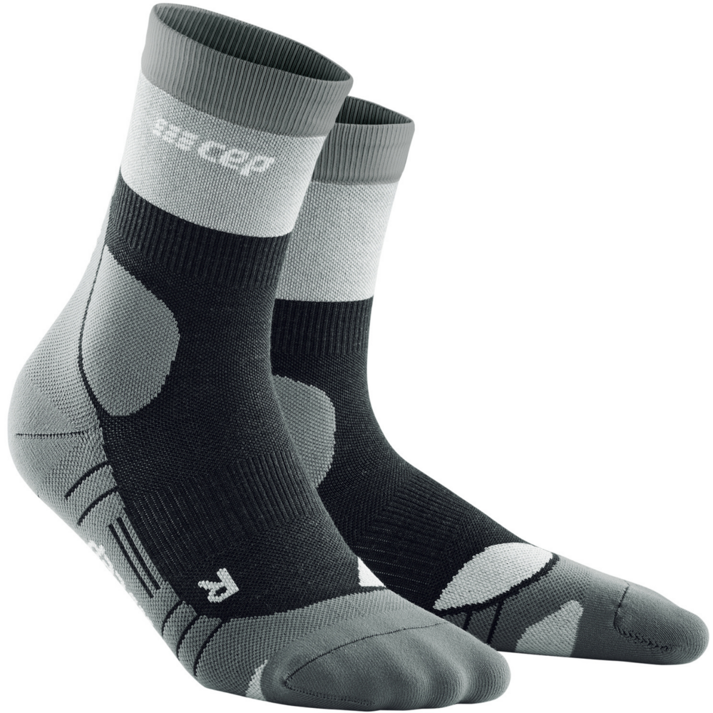 Hiking Light Merino Mid Cut Compression Socks, Men, Stonegrey/Grey, Front View