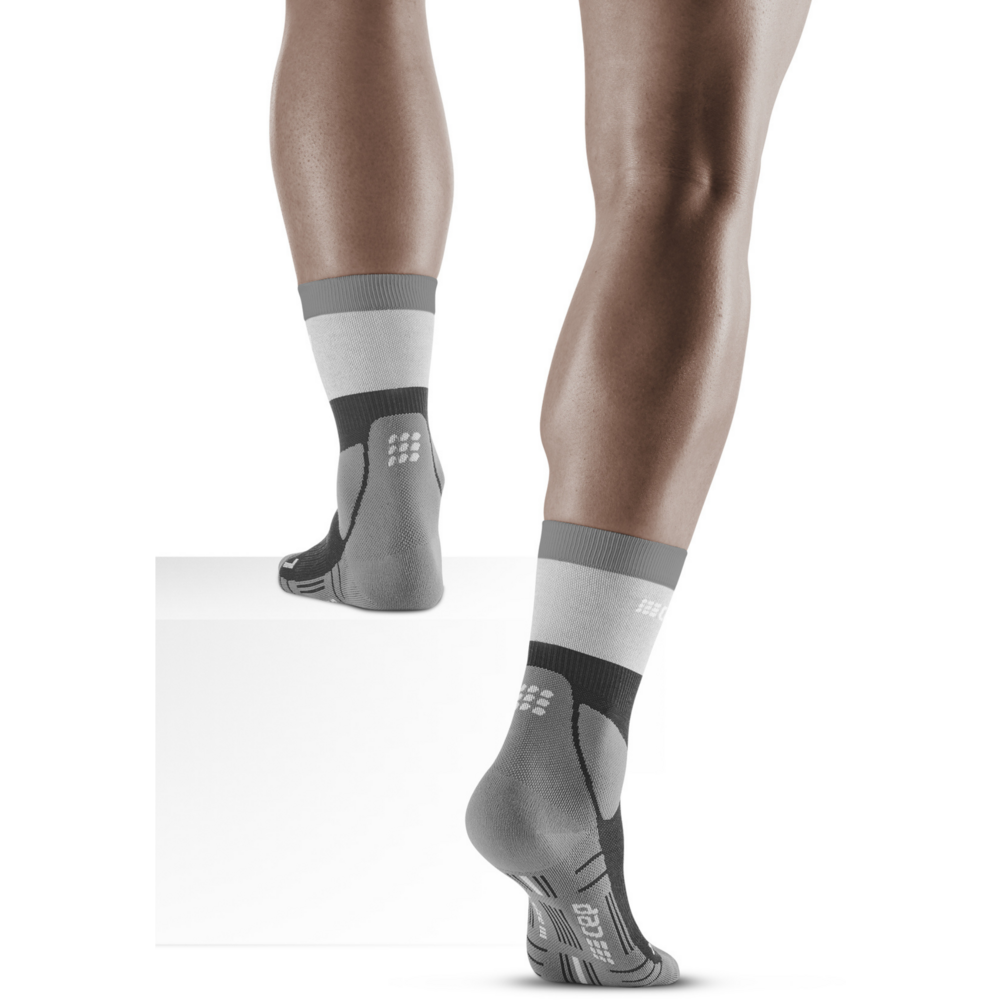 Hiking Light Merino Mid Cut Compression Socks, Men, Stonegrey/Grey, Back View Model