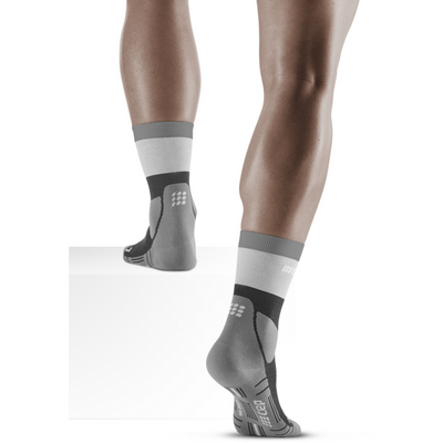 Hiking Light Merino Mid Cut Compression Socks, Men, Stonegrey/Grey, Back View Model