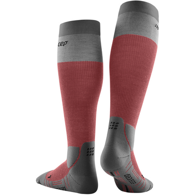Hiking Light Merino Tall Compression Socks, Women, Berry/Grey, Back View