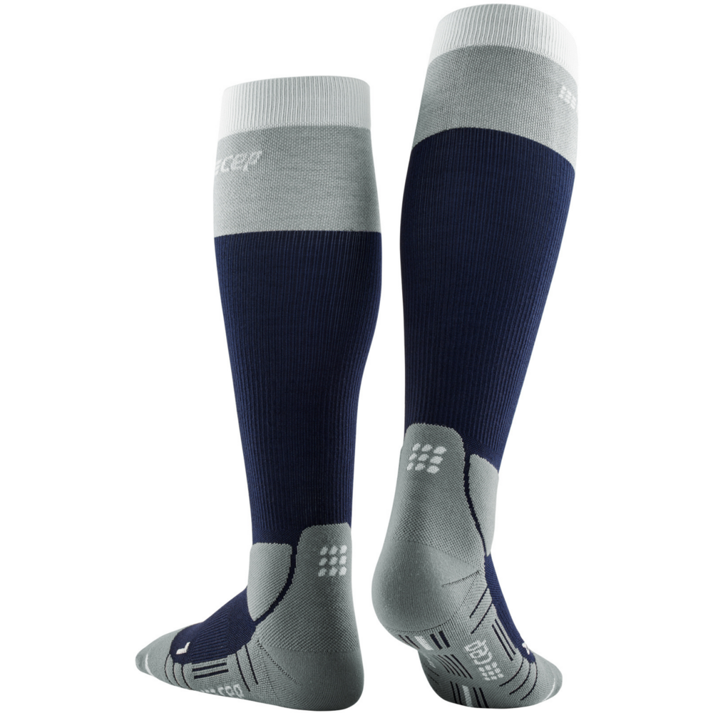 Hiking Light Merino Tall Compression Socks, Women. Marineblue/Grey, Back View