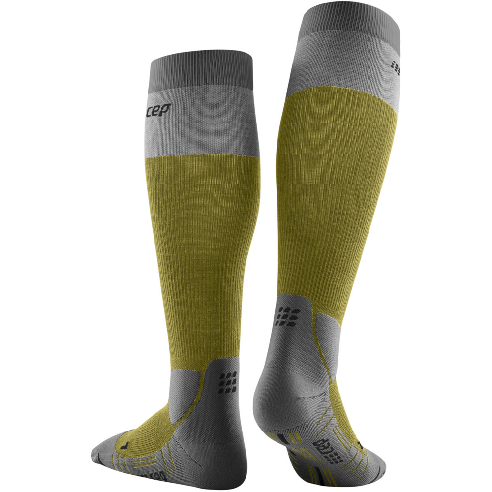 Hiking Light Merino Tall Compression Socks, Women, Olive/Grey, Back View