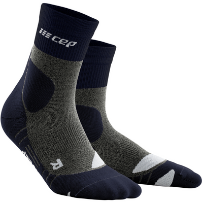 Hiking Merino Mid Cut Compression Socks, Women, Peacoat/Grey, Front View