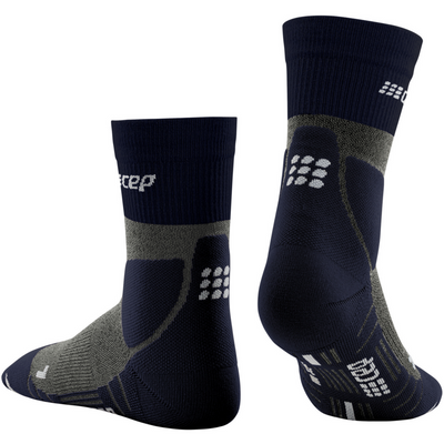 Hiking Merino Mid Cut Compression Socks, Women, Peacoat/Grey, Back View