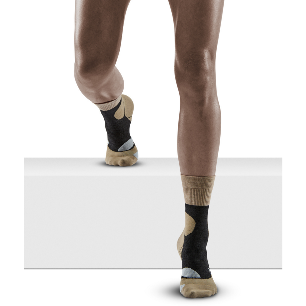Hiking Merino Mid Cut Compression Socks, Women, Sand/Grey