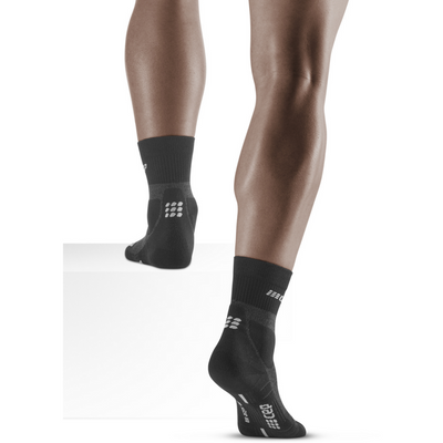 Hiking Merino Mid Cut Compression Socks, Men, Stonegrey/Grey, Back View Model